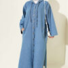 Hooded Long Denim Tunic Light Blue