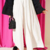 Square Belted Wide-Leg Trousers White