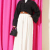 Square Belted Wide-Leg Trousers White - Image 2