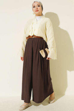 Alternative view of Square Belted Wide-Leg Trousers Chestnut