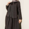 Layered Dress with Jacket Denim Two-Piece Set Dark Brown – Bild 2