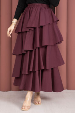 Alternative view of Tiered Ruffled Hem Midi Skirt Burgundy