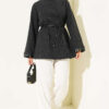 Houndstooth Leather Drawstring Hem Embellished Tunic Anthracite - Image 2