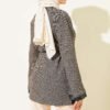 Houndstooth Leather Drawstring Hem Embellished Tunic Beige - immagine 3