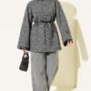 Houndstooth Leather Drawstring Hem Embellished Tunic Smoke - Imagen 2