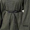Houndstooth Leather Drawstring Hem Embellished Tunic Khaki - Imagen 4