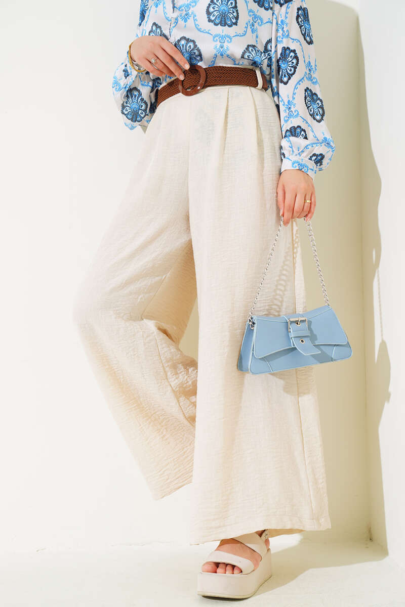 Belted Wide Leg Pants Beige - Image 5