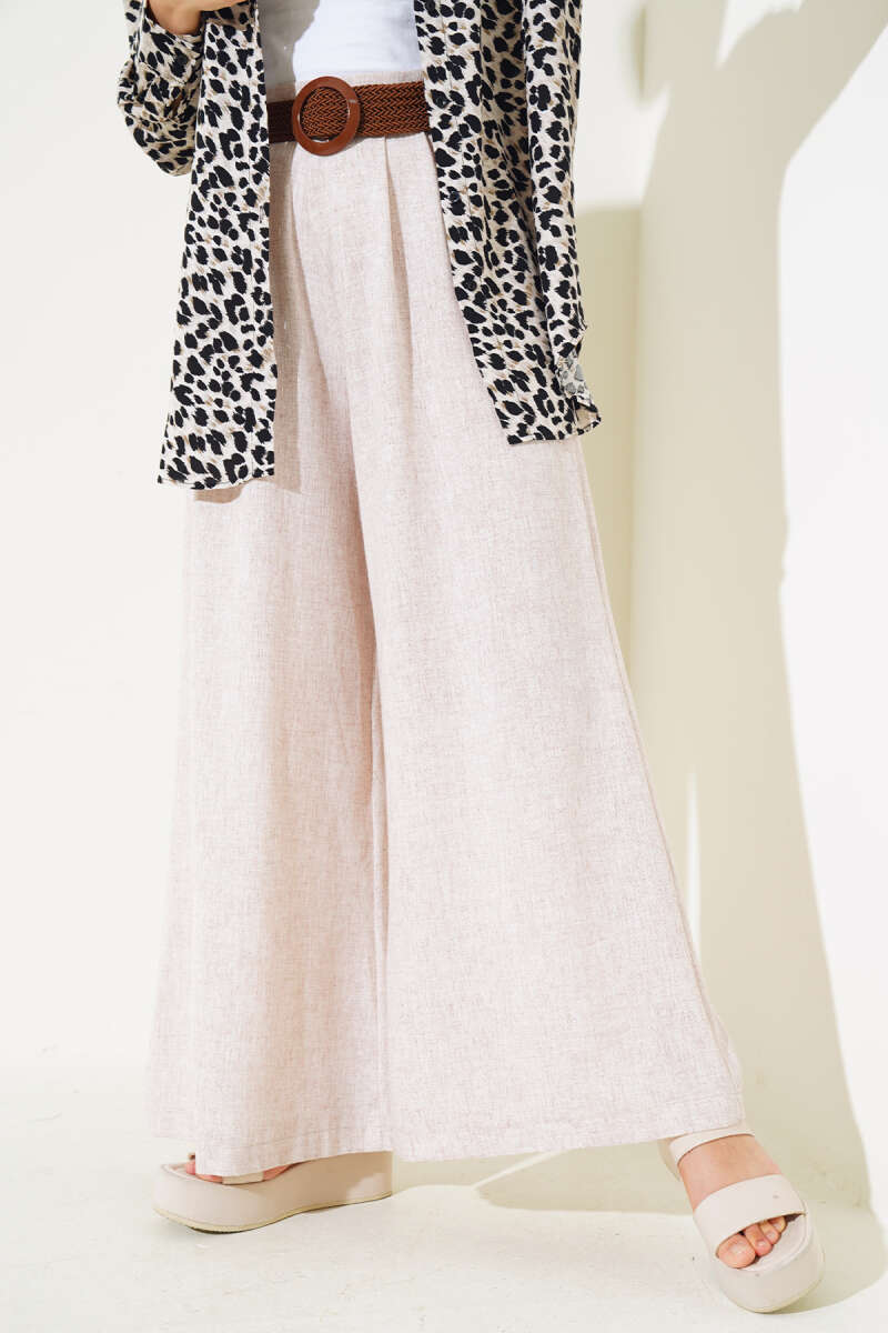 Belted Wide Leg Pants Beige - Image 2
