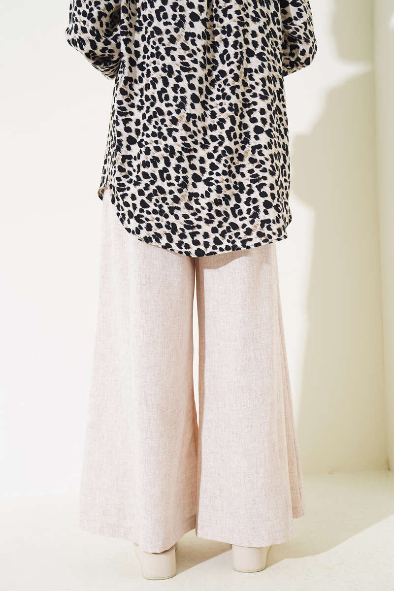 Belted Wide Leg Pants Beige - Image 3