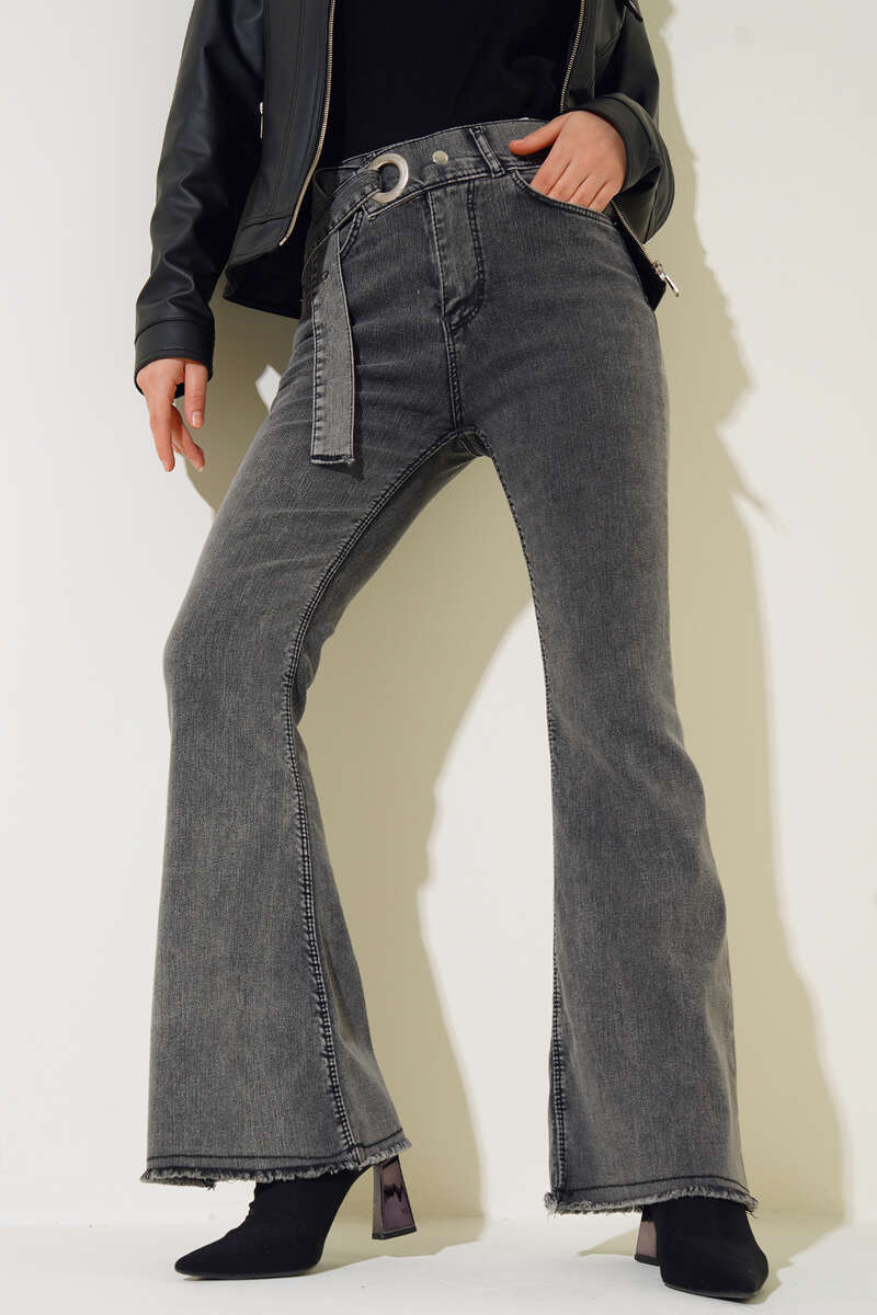 Belted Flared Jeans Midnight Black