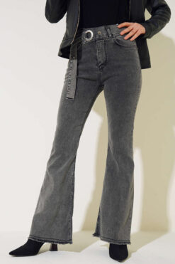 Alternative view of Belted Flared Jeans Midnight Black