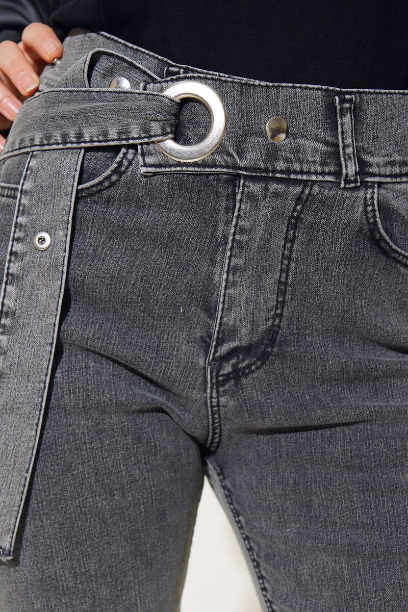 Belted Flared Jeans Midnight Black - Image 4