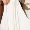Belted Waist Elastic Voile Skirt White