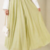 Belted Waist Elastic Voile Skirt Oil Green - Image 5