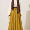 Belted Waist Elastic Voile Skirt Oil Green - Image 4