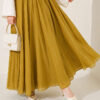 Belted Waist Elastic Voile Skirt Oil Green - Image 3