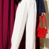 Belted Button Wide Leg Trousers White