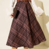 Belted Plaid Flared Skirt Brown - Image 5