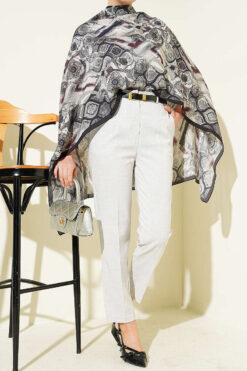 Belted Zippered Slim Pants Grey
