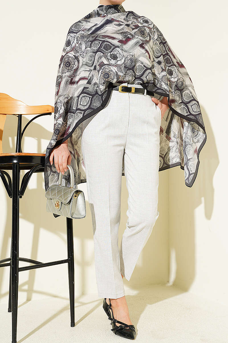Belted Zippered Slim Pants Grey