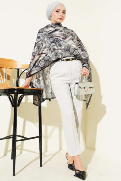 Alternative view of Belted Zippered Slim Pants Grey