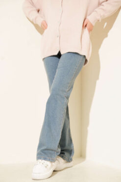 Belted Flare Jeans Light Blue