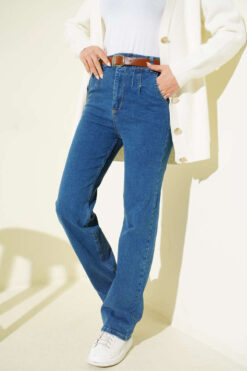 Alternative view of Belted Palazzo Denim Pants Light Blue
