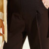 Belted Pleated Detail Carrot Pants Dark Brown - Imagen 4