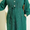 Self-Patterned Raglan Sleeve Dress Green - immagine 4