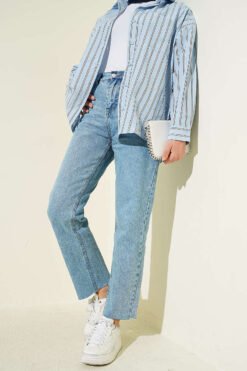Cut Slim Fit Stretchy Denim Pants Light Charcoal