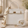 Key Detail Shoulder Bag with Scarf White