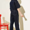 Short Sleeve Jacket Denim Two-Piece Set Dark Navy - immagine 3