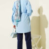 Ruffled Sleeve Tie Waist Shirt Baby Blue - immagine 3