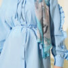 Ruffled Sleeve Tie Waist Shirt Baby Blue - immagine 4
