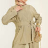 Sleeve Pleated Gold Button Two-Piece Set Hazel – Bild 2
