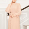 Organza Sleeve Modest Evening Dress Beige - الصورة 2