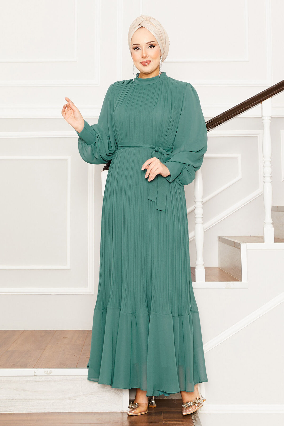 Organza Sleeve Modest Evening Dress Hazel - Afbeelding 3