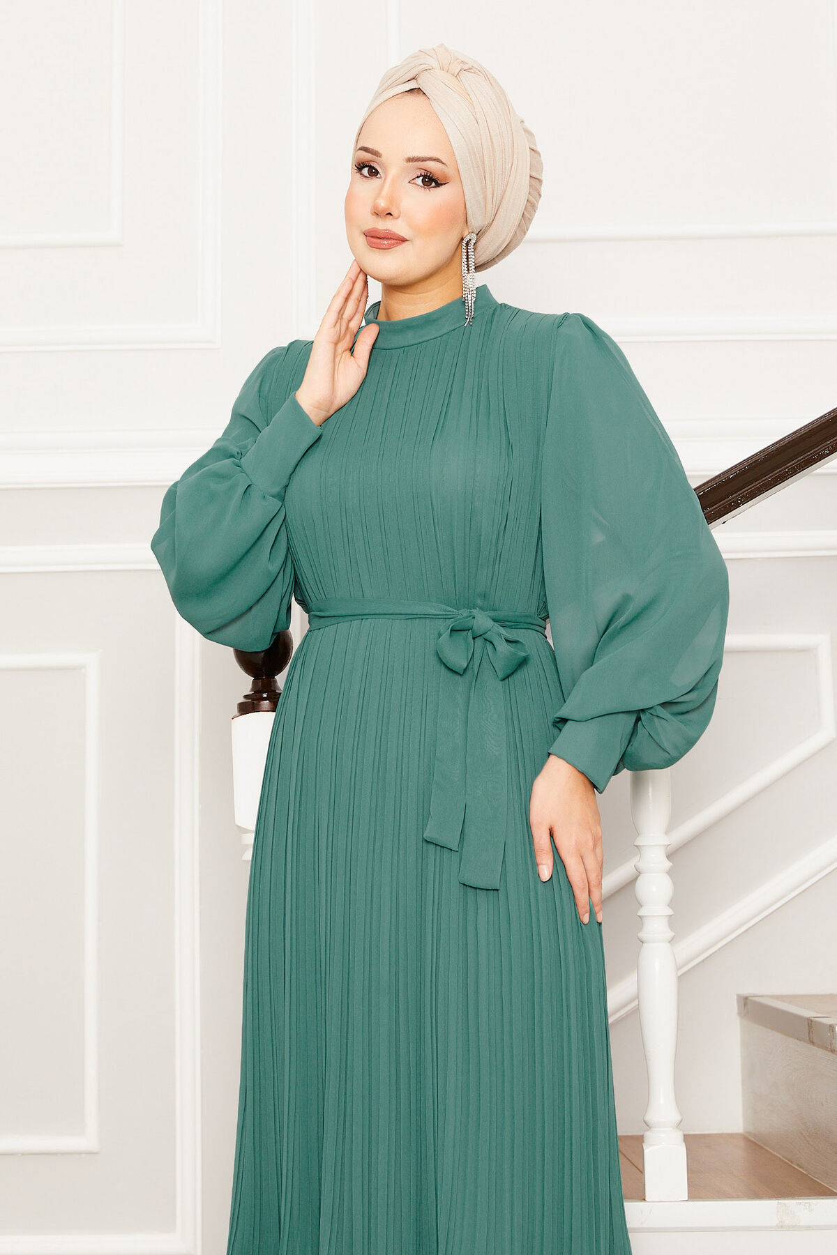 Organza Sleeve Modest Evening Dress Hazel - Afbeelding 2