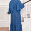 Organza Sleeve Modest Evening Dress Indigo - الصورة 6