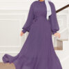 Organza Sleeve Modest Evening Dress Lilac