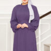 ⁦Organza Sleeve Modest Evening Dress Lilac⁩ - الصورة ⁦2⁩