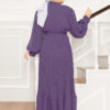 ⁦Organza Sleeve Modest Evening Dress Lilac⁩ - الصورة ⁦4⁩