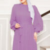 ⁦Organza Sleeve Modest Evening Dress Pink⁩ - الصورة ⁦2⁩