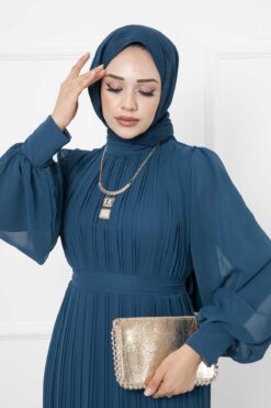 Alternative view of Organza Sleeve Modest Evening Dress Petrol