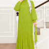 Organza Sleeve Modest Evening Dress Green - Imagen 3