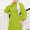 Organza Sleeve Modest Evening Dress Green - Imagen 2