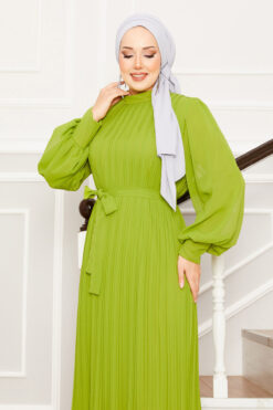 Alternative view of Organza Sleeve Modest Evening Dress Green