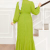 Organza Sleeve Modest Evening Dress Green - Imagen 5