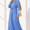 Arm Patch Belted Loisha Dress Baby Blue
