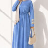 Arm Patch Belted Loisha Dress Baby Blue - Afbeelding 2